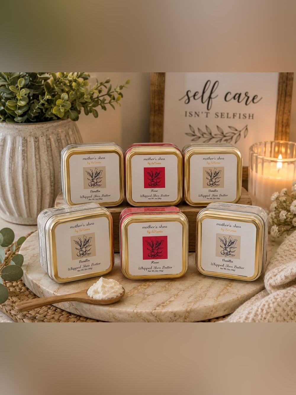 Mother’s Shea by Eu’Genia Whipped Shea Butter Lot of 6 | Vanilla & Rose 2 oz